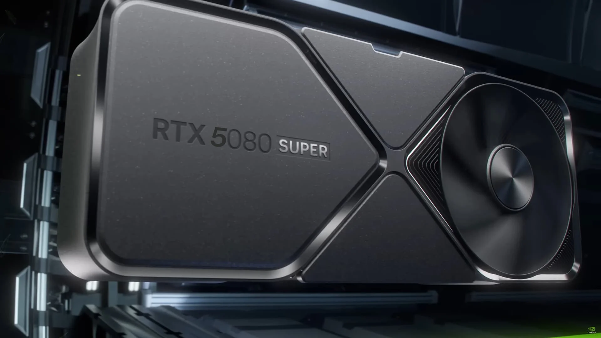 Placa de vídeo NVIDIA RTX 50 SUPER com selo de atraso e calendário de 2026, simbolizando o adiamento do lançamento